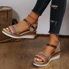 Women's Espadrille Wedge Sandals Open Toe Ankle Strap Shoes