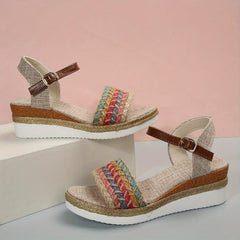 Women's Espadrille Wedge Sandals Open Toe Ankle Strap Shoes