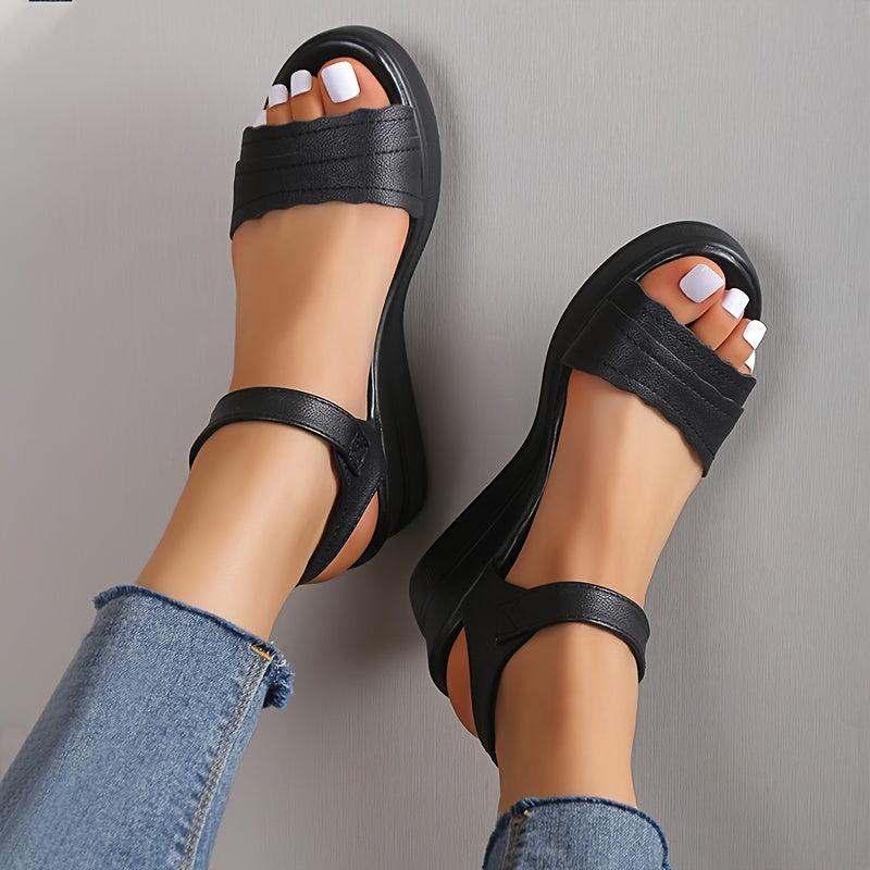 Women's Wedge Heeled Sandals Platform Open Toe Ankle Strap Sandals