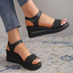 Women's Wedge Heeled Sandals Platform Open Toe Ankle Strap Sandals