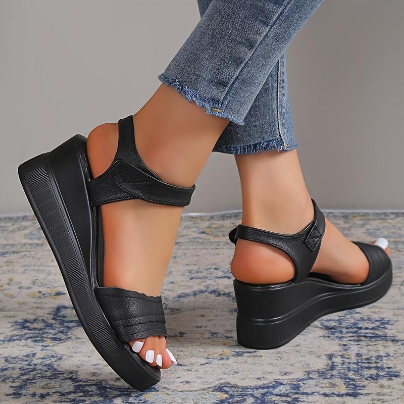 Women's Wedge Heeled Sandals Platform Open Toe Ankle Strap Sandals