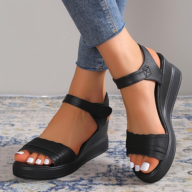 Women's Wedge Heeled Sandals Platform Open Toe Ankle Strap Sandals