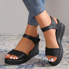 Women's Wedge Heeled Sandals Platform Open Toe Ankle Strap Sandals