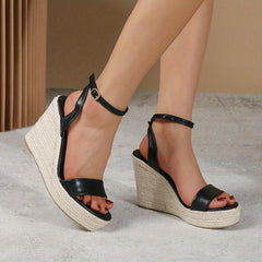 Women's Wedge Heeled Sandals Lightweight Ankle Strap Platform Heels Open Toe