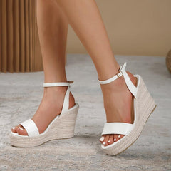 Women's Wedge Heeled Sandals Lightweight Ankle Strap Platform Heels Open Toe