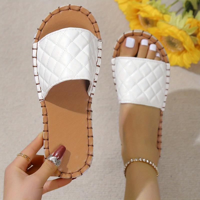 Quilted Women's Slide Sandals Anti-slip Flat Slippers