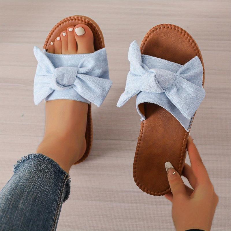 Women's Bowknot Slide Sandals Open Toe Lightweight Slip On Shoes