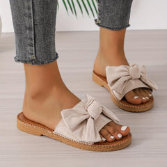 Women's Bowknot Slide Sandals Open Toe Lightweight Slip On Shoes