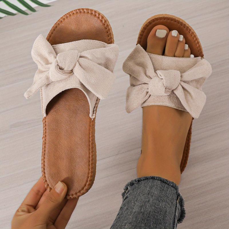 Women's Bowknot Slide Sandals Open Toe Lightweight Slip On Shoes