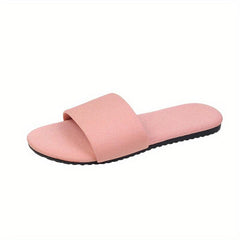 Women's Solid Slides Casual Slip On Flat Beach Shoes Lightweight