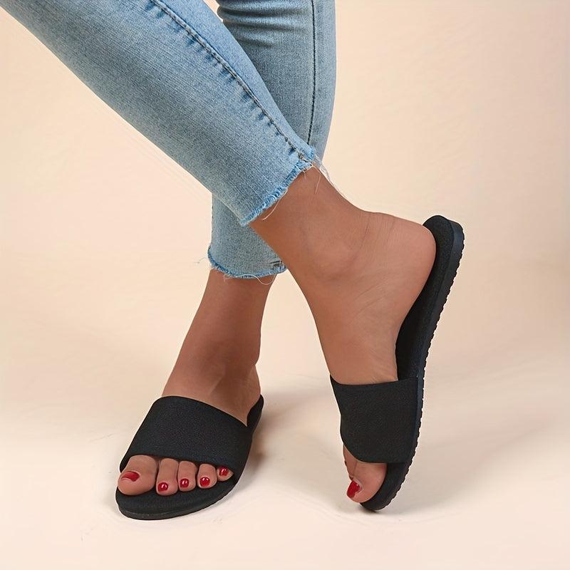 Women's Solid Slides Casual Slip On Flat Beach Shoes Lightweight