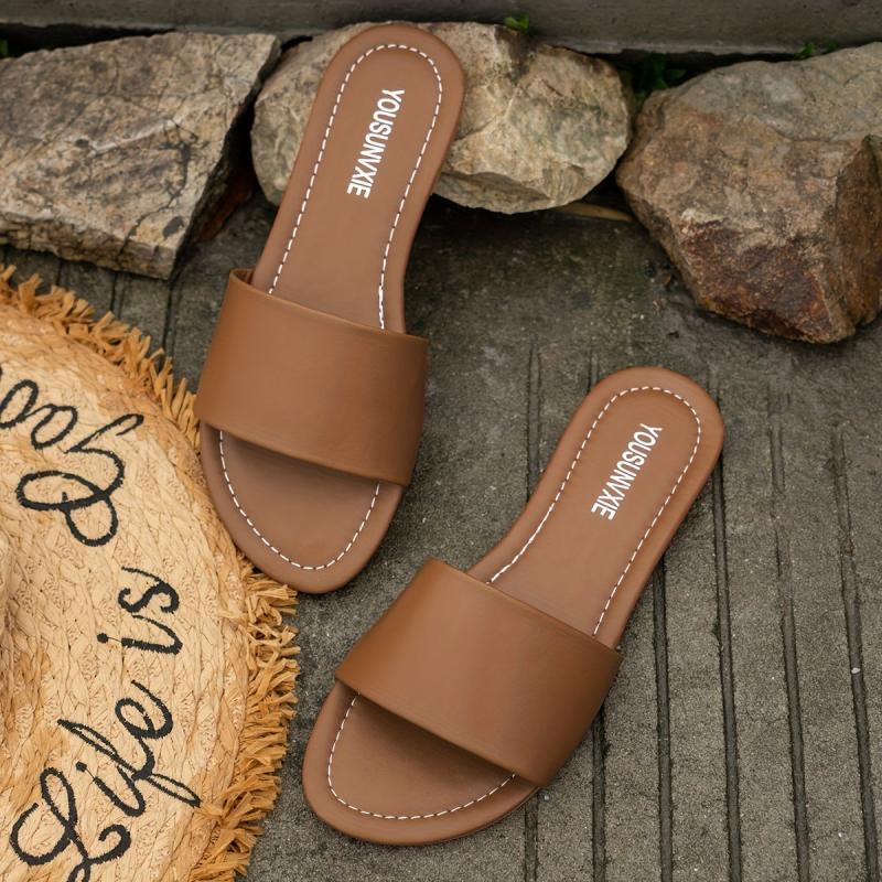 Women's Lightweight Flat Slide Sandals Open Toe Summer Shoes