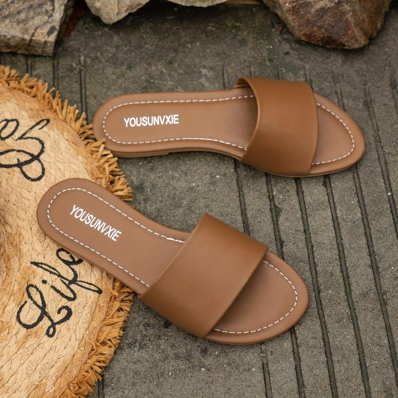 Women's Lightweight Flat Slide Sandals Open Toe Summer Shoes
