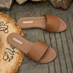 Women's Lightweight Flat Slide Sandals Open Toe Summer Shoes