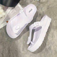 Women's Buckle Strap Platform Flip Flops Non Slip Thong Slides