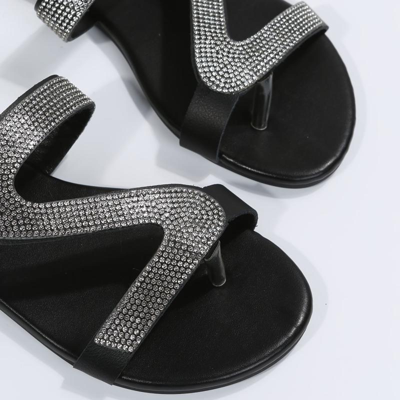 Women's Rhinestone Slide Sandals Bohemian Flatform Shoes