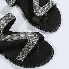 Women's Rhinestone Slide Sandals Bohemian Flatform Shoes