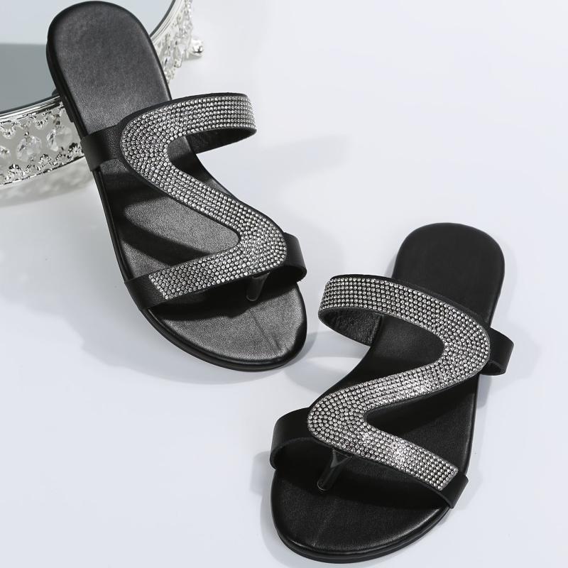 Women's Rhinestone Slide Sandals Bohemian Flatform Shoes