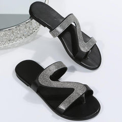 Women's Rhinestone Slide Sandals Bohemian Flatform Shoes