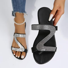 Women's Rhinestone Slide Sandals Bohemian Flatform Shoes