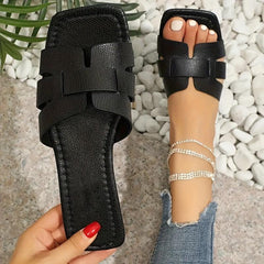 Women's Flat Sandals Slip on Square Toe Lightweight Shoes