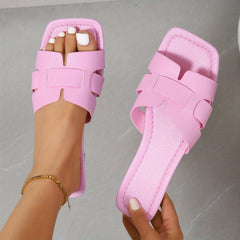 Women's Flat Sandals Slip on Square Toe Lightweight Shoes