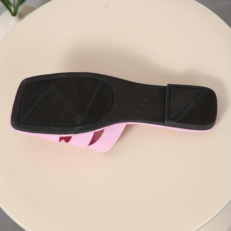 Women's Flat Sandals Slip on Square Toe Lightweight Shoes