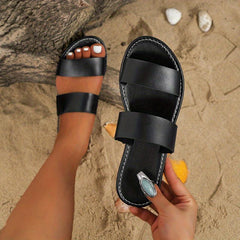 Women's Double Strap Slide Sandals Lightweight Flat Summer Shoes