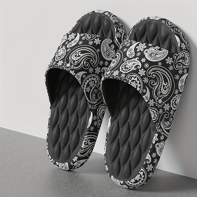 Women's Paisley Printed Pillow Slides Open Toe Soft Sole Shoes