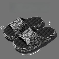 Women's Paisley Printed Pillow Slides Open Toe Soft Sole Shoes