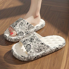 Women's Paisley Printed Pillow Slides Open Toe Soft Sole Shoes