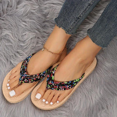 Floral Print Flip Flops Non Slip Slides Casual Slippers