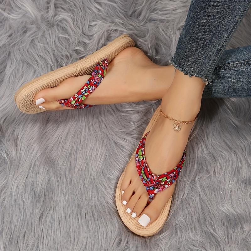 Floral Print Flip Flops Non Slip Slides Casual Slippers
