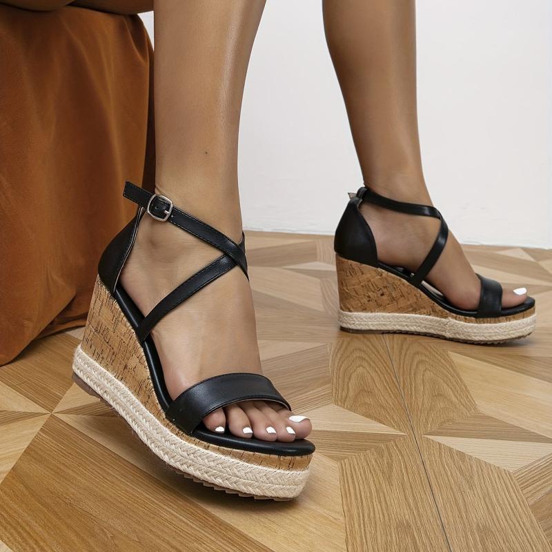 Women's Wedge Espadrilles Sandals Ankle Strap Thick Sole Shoes