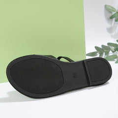 Women's Faux Leather Flat Slide Sandals
