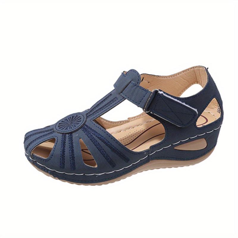 Women's Retro Wedge Sandals Closed Toe Soft Sole Outdoor Non Slip Sandals
