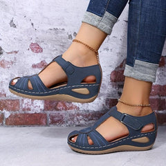 Women's Retro Wedge Sandals Closed Toe Soft Sole Outdoor Non Slip Sandals