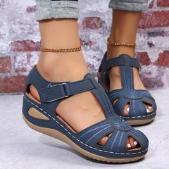 Women's Retro Wedge Sandals Closed Toe Soft Sole Outdoor Non Slip Sandals