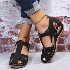 Women's Retro Wedge Sandals Closed Toe Soft Sole Outdoor Non Slip Sandals
