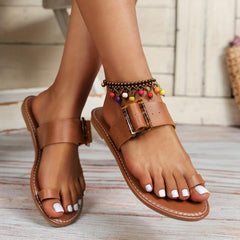 Women's Loop Toe Slide Sandals Lightweight Slip On Shoes
