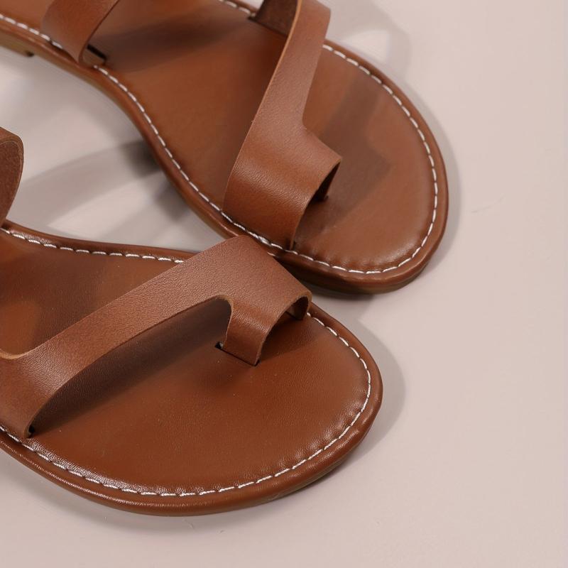 Women's Toe Loop Flat Slippers Open Toe Anti-skid Slides Sandals