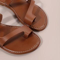 Women's Toe Loop Flat Slippers Open Toe Anti-skid Slides Sandals