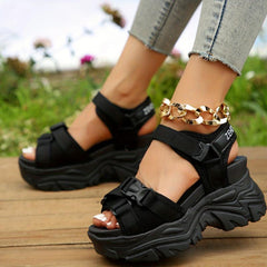 Women's Platform Sandals Hook & Loop Strap Comfort Shoes
