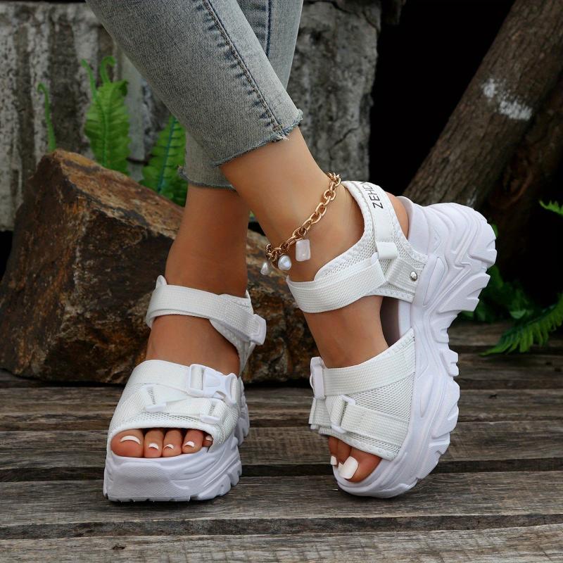 Women's Platform Sandals Hook & Loop Strap Comfort Shoes