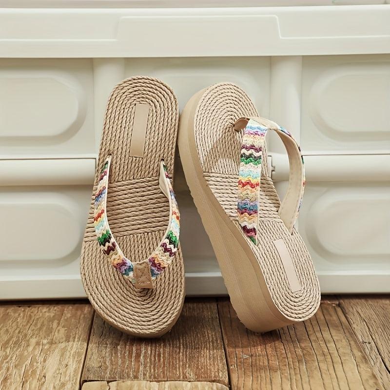 Bohemia Wedge Sandals - Women's Clip Toe Platform Flip Flops