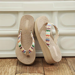 Bohemia Wedge Sandals - Women's Clip Toe Platform Flip Flops