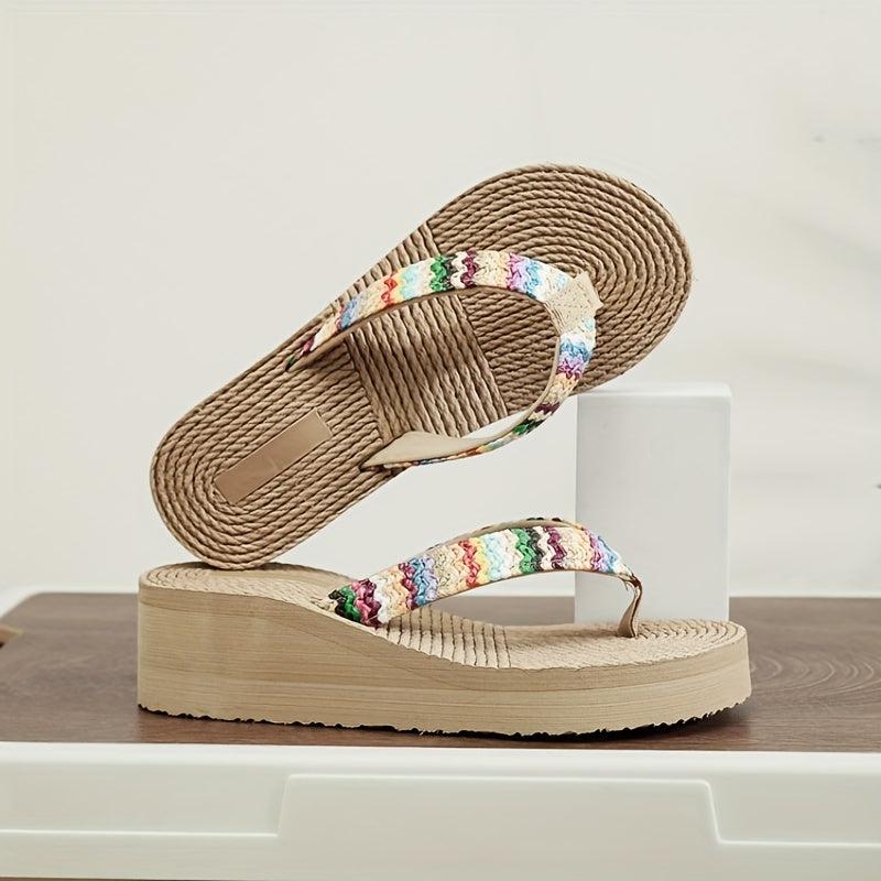 Bohemia Wedge Sandals - Women's Clip Toe Platform Flip Flops