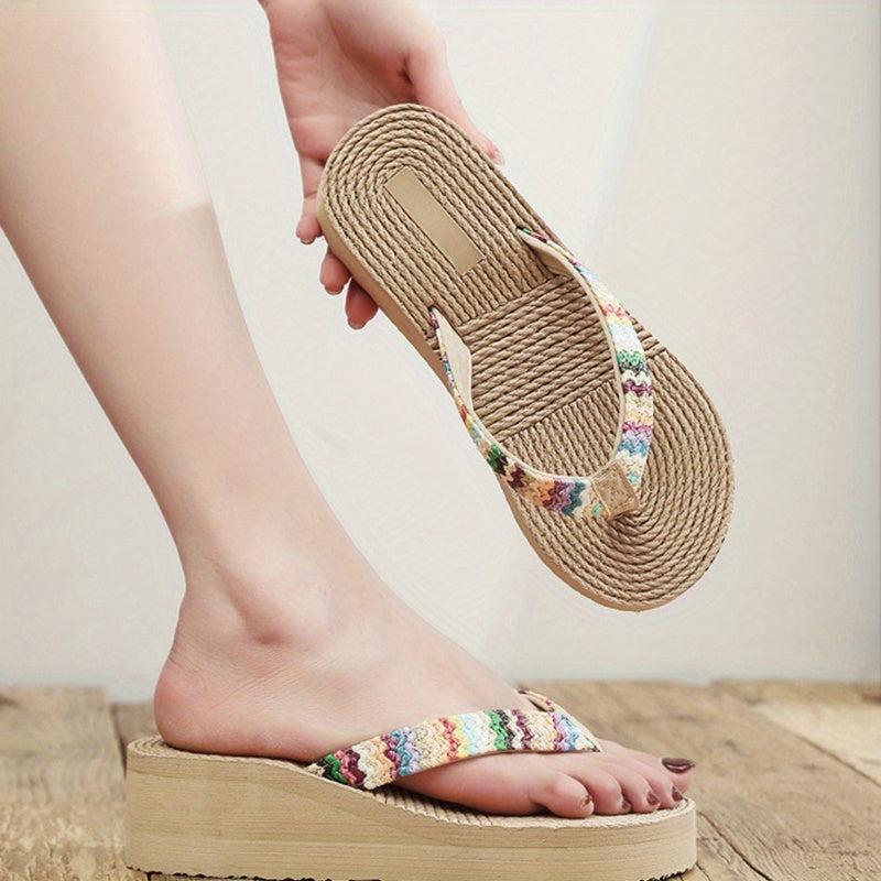Bohemia Wedge Sandals - Women's Clip Toe Platform Flip Flops