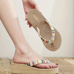 Bohemia Wedge Sandals - Women's Clip Toe Platform Flip Flops