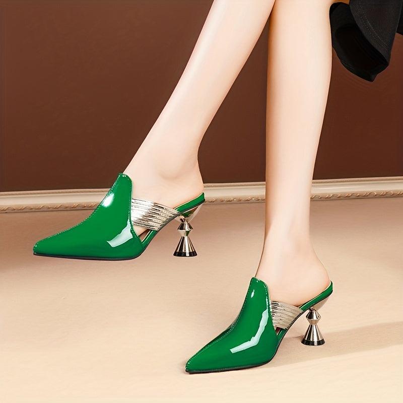 Women's Pointed Toe Slingback High Heel Mule Sandals